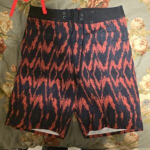 Stylish Red and Black Swim Trunks
